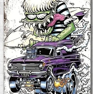 🔥 Ed Roth Rat Fink Monster Hot Rod 8x12” Metal Sign Surfing