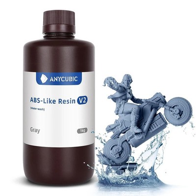 ANYCUBIC Water-Washable ABS-Like Resin V2 Gray 3D Printer Tough, Low Odor New!