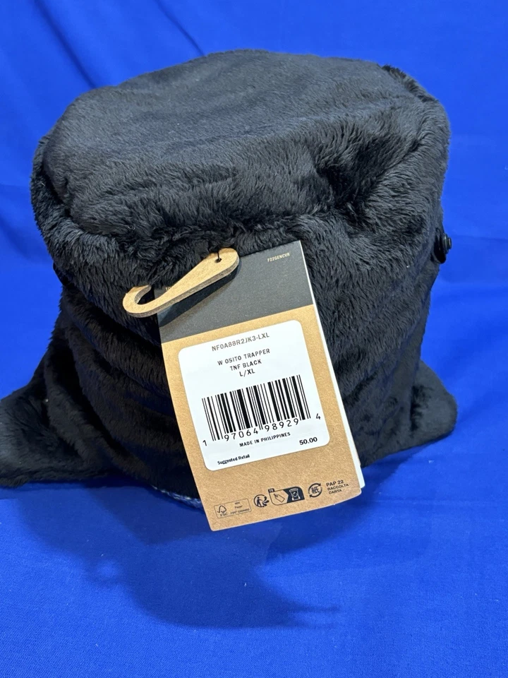 The North Face Osito Women’s Trapper Hat Ear Flaps Black Faux Fur Lined Winter - Image 4 of 4