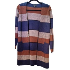 I.N. Studio Women's Petite Small Striped Open Front Cardigan Sweater Preppy Fall