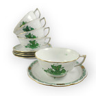 Herend Hungary Porcelain Green Chinese Bouquet 1 Footed Cup & 1 Saucer 734 AV