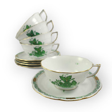 Herend Hungary Porcelain Green Chinese Bouque...