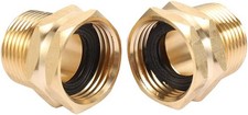 3/4" GHT Female to 3/4" NPT Male Connector Brass Garden Hose Fitting 2pcs
