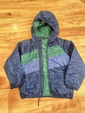 LL Bean Light Weight Puffer Coat, Blue And Green, Size 4 Kids