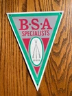 Vintage BSA Specialists Dealer Tin Sign w/ Piled Arms Logo- 8.25" X 11"