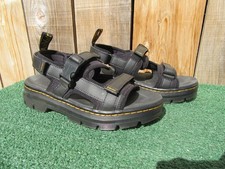 Doc Dr. Martens Gun Metal Gray Webbing Forster Sandals Men Size 8 Womens 9 AW004