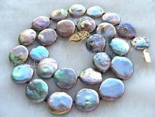 RARE 11-12MM NATURAL BLACK COIN SHAPE FRESHWA...