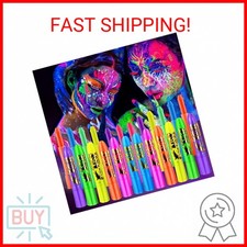 12 PCS Glow Face Body Paint, Glow In The Dark Under UV Black Light Sticks Makeup