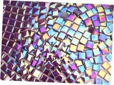300G Iridescent Mosaic Tiles for Crafts, 335pcs Small Crystal Glass Purple