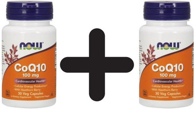2 x NOW Foods CoQ10 with Hawthorn Berry, 100mg - 30 vcaps (383,17 EUR/kg)