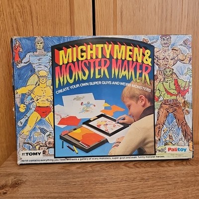 UK Vintage 1979 TOMY Mighty Men and Monster Maker Art Design Kit unvollständig 