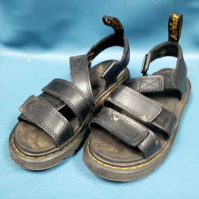 Dr Martens Klaire J Black Leather Strappy Sandals Youth SZ 2 Doc Martens