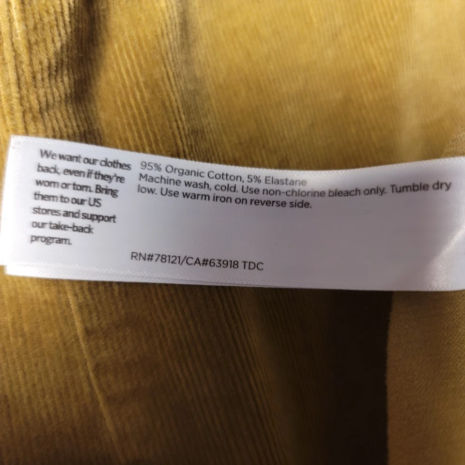 Eileen Fisher Stretch Organic Cotton Corduroy Wide Leg Ankle Sz XL Golden Leaf - Image 4 of 4