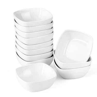 MALACASA 5 oz Porcelain Dip Bowls Set, 12 Pack Small Ramekins, Ivory White 