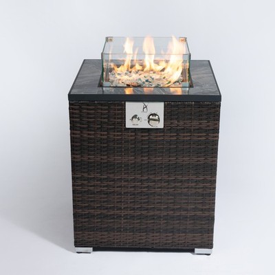 24'' Propane Gas Fire Pit Table   Square Tile Top Base for Patio Deck Garden