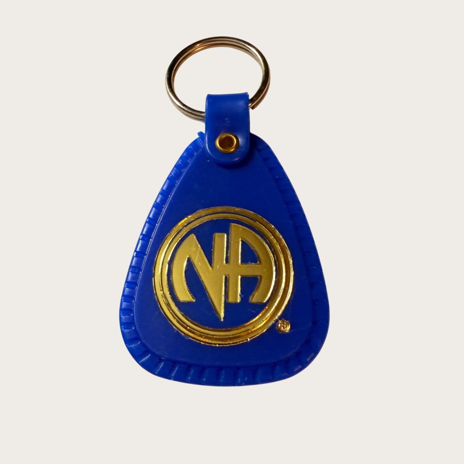 NA Narcotics Anonymous Clean & Serene Keychain Keyring 6-Month Badge Blue Gold