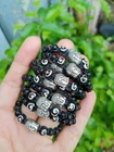 10 Handmade Metal Buddha Bone Coconut Beads Black Nylon Bracelets Wholesale