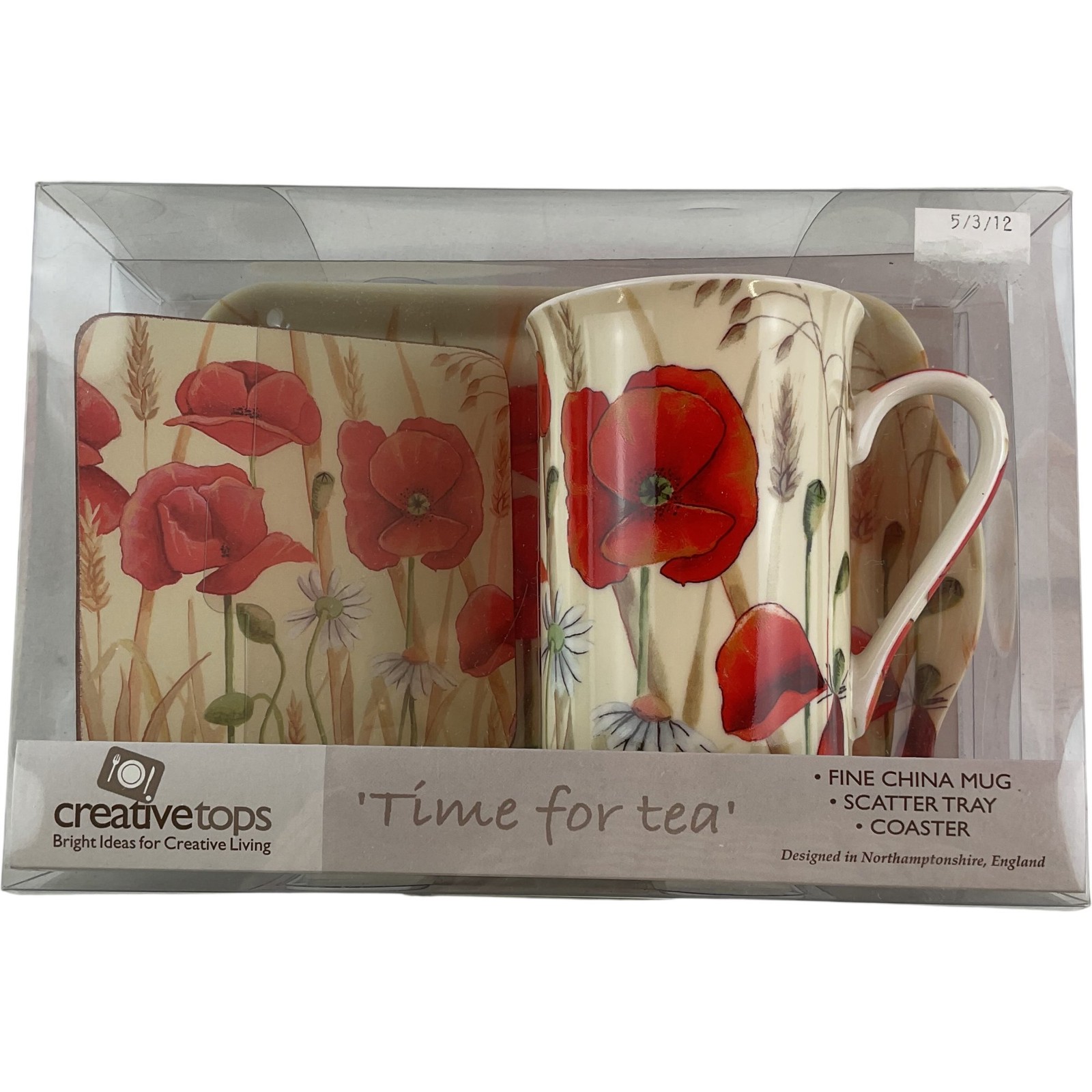 Creative Tops Field Poppies Fine China Mug Scatter Tray Coaster Set
