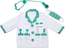 Melissa  Doug Doctor Costume, Pretend Play Dress Up Set 8-Pc Stethoscope, Coa