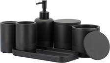 ZCCZ Black Matte Bathroom Accessories Set 6 Pieces - Toothbrush Holder, Lotion D