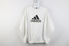 Vtg 90s Adidas Womens M Distressed Spell Out Big Logo Crewneck Sweatshirt USA