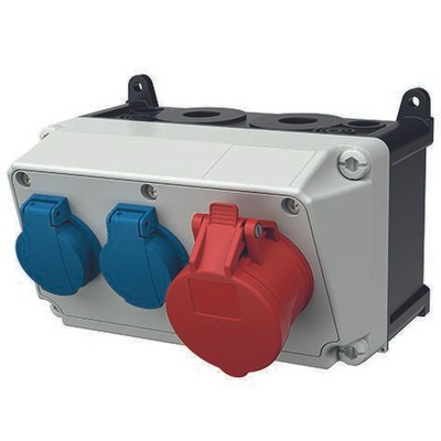 Mennekes 910007 Steckdosen-Kombi AMAXX  1 CEE 16A 5p 400V 2 SCHUKO  16A 230V IP4
