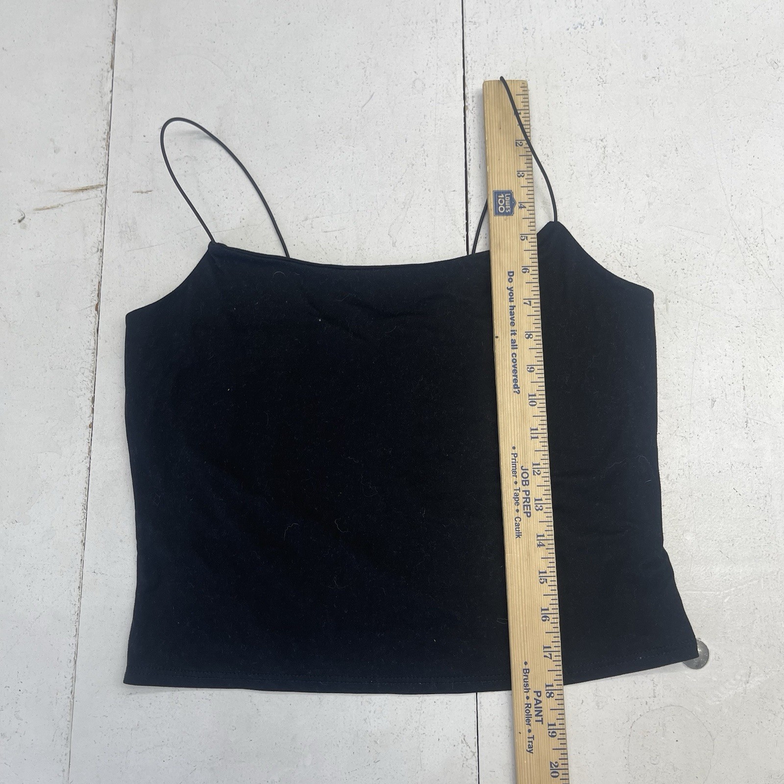 Gaze Solid Black Cropped Spaghetti Strap Stretch … - image 4