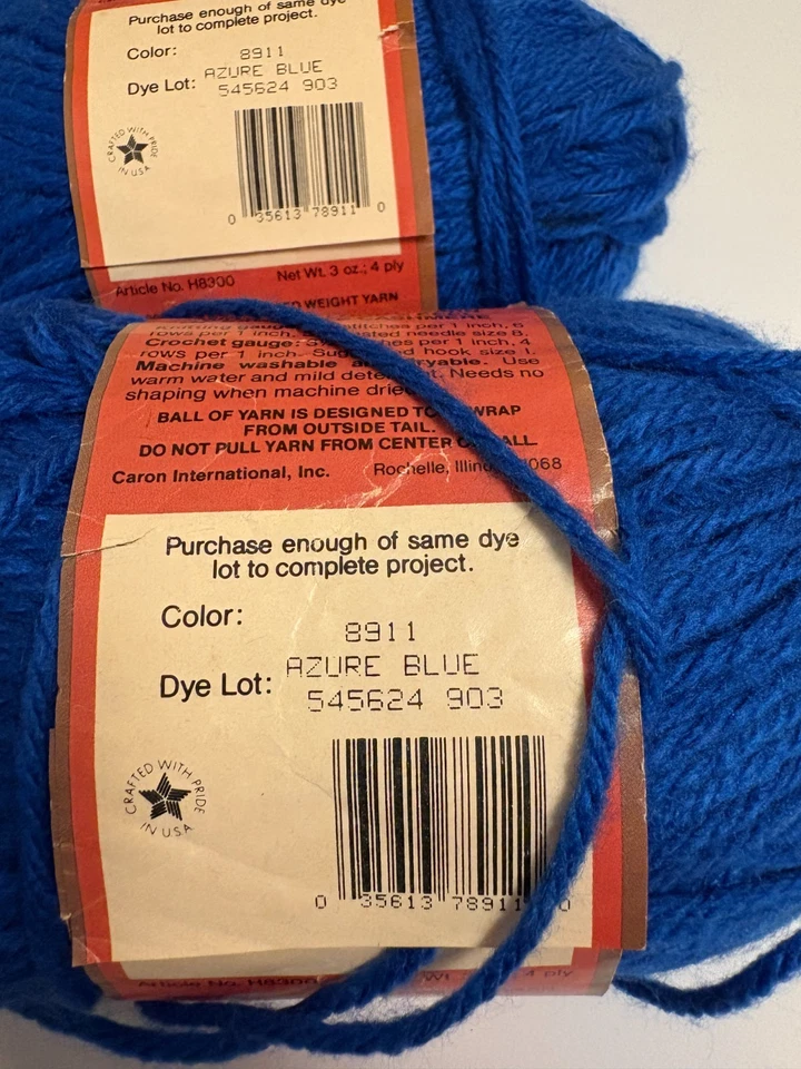 De Colección Caron Soft Touch Hilado Lote de 6 Madejas Azul Azul Todo Tinte Lote 545624 903 Nuevo Foto 3 de 4