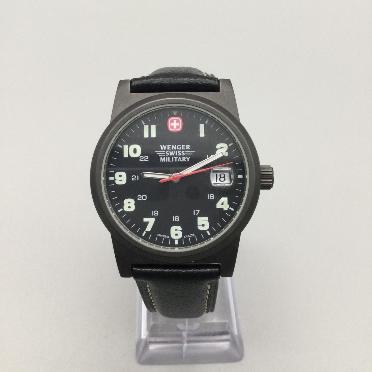 Wenger Swiss Military Field Mens Watch 38mm Black Dial Date 