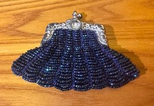 Antique 1920s Art Deco Small Carnival Iridescent Glass Beaded Purse Bag NICE