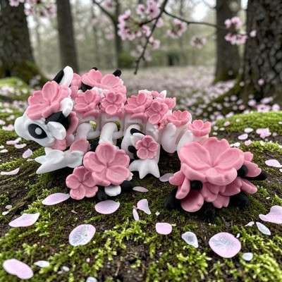 Tiny Cherry Blossom Dragon   Articulated Flexi Dragon by Cinderwing3D