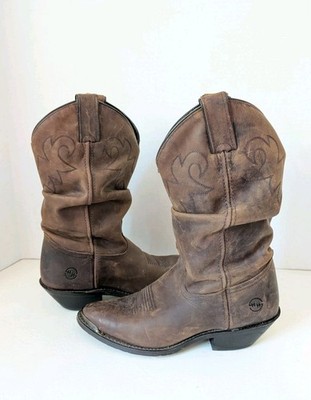 Women's Slouch Cowboy Boots 8 Double H Distressed Western Cowgirl