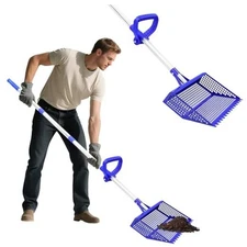 Chicken Poop Scooper Rake 2-in-1, Metal Shovel Head Chicken Coop Accessories, 