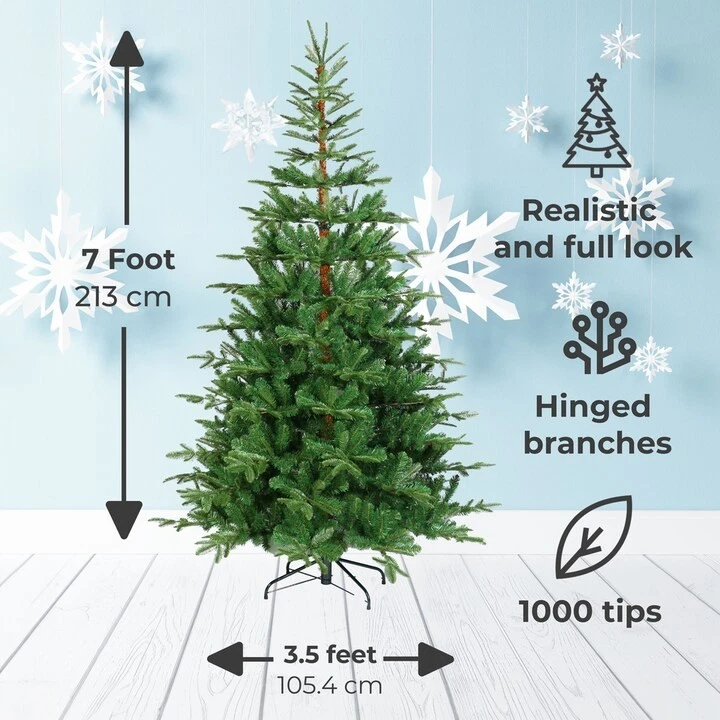 7ft Artificial Christmas Tree – Lush Green Pine, Easy Assembly, Full Branches - Image 4 of 4