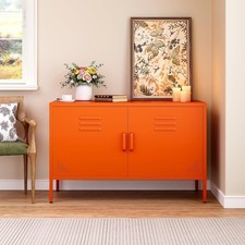 2 Door Wide Metal Locker Accent Storage Cabinet with Leg  Vent Hole Living Room