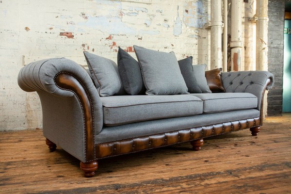 Klassische Chesterfield Design Sofa 4 Sitzer Couch Polster Luxus Textil Couchen-image