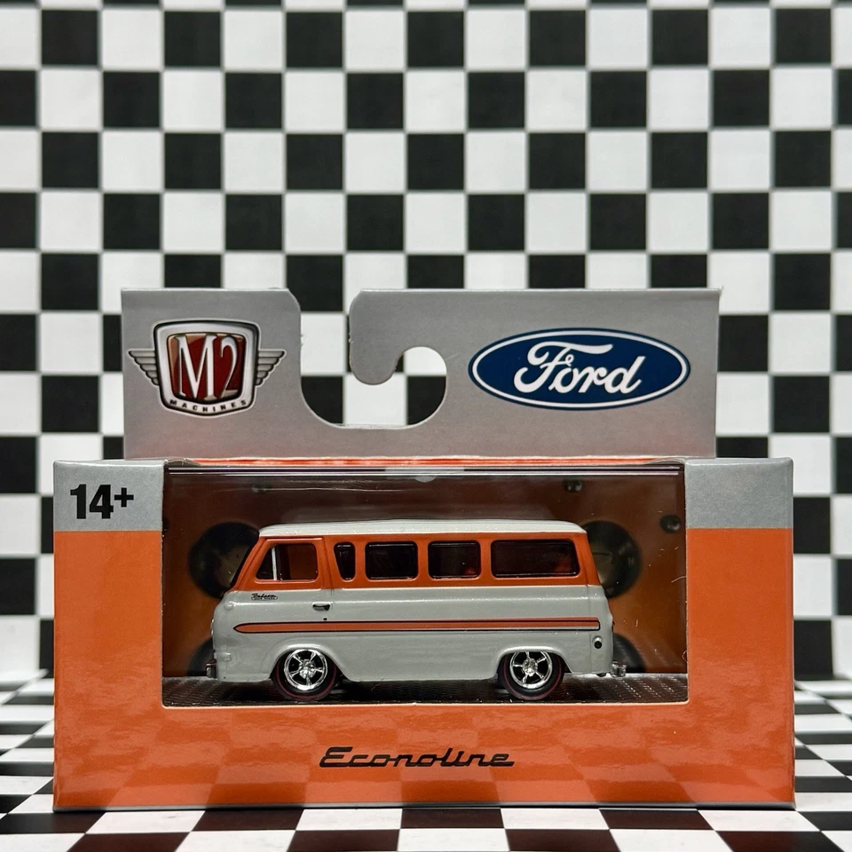 New 2025 M2 Machines 1965 Ford Falcon Club Wagon Van 1:64 Collectible Orange - Image 2 of 4