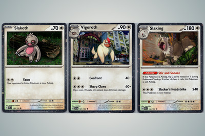 Slakoth Vigoroth Slaking, Cosmos Holo Evolution Line, 3 Card Set, Paldea Evolved