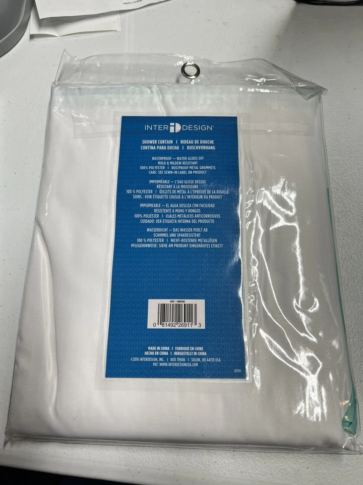 Cortina de ducha de baño de tela Inter Design 72 X 72 pulgadas (183x183 cm) NUEVA SELLADA Foto 2 de 2