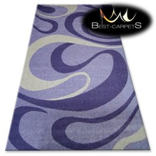 STUPENDI TAPPETI "BOLOGNA" viola, onde bianche, tappeto design moderno, facile da pulire