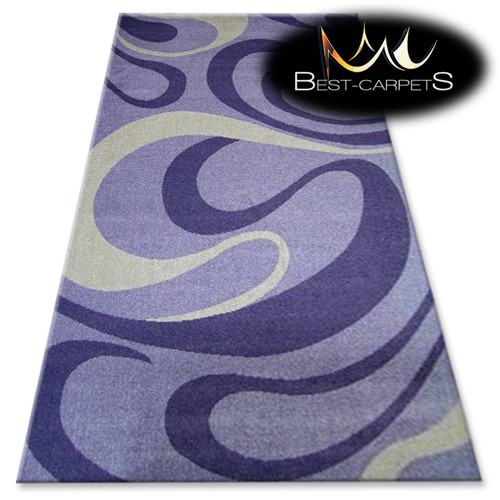 AMAZING RUGS "BOLOGNA" purple, white waves, modern designs carpet, easy to clean - Picture 1 of 6