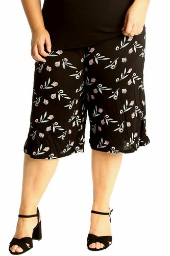 Pantalones Cortos Culottes Mujer Pierna Ancha Damas Elástico Estampado Elástico Talla Grande - Imagen 26 de 38