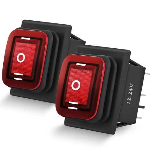 Nilight 6Pin On Off On Rocker Switch 2PCS Red LED Lighted IP67 ...
