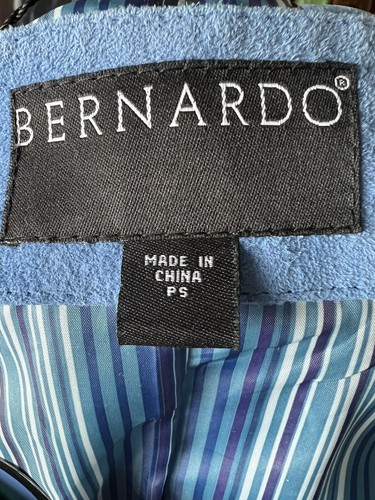 Giacca in pelle scamosciata nuova con etichette Nordstroms $138 Bernardo Royal Foderata blu nuova con etichette taglia PS - Foto 12 di 13