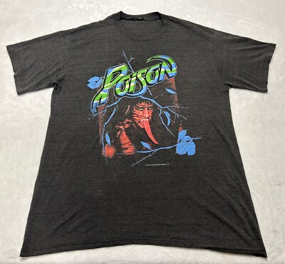 Vtg Vintage 1980s 80s Poison Band Tee Rock Single Stitch T Shirt