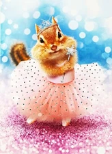 Funny Avanti Press Happy Birthday Foil Embossed Card CHIPMUNK BALLERINA