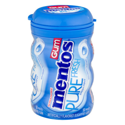 MENTOS PURE FRESH SUGAR FREE GUM FRESH MINT 50CT, PACK OF 6 (300CT)