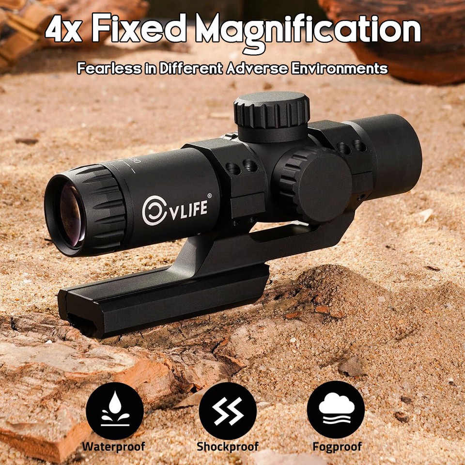 Compact 4x30 Rifle Scope Illuminated Customized-Dot Reticle w/ 30mm ...