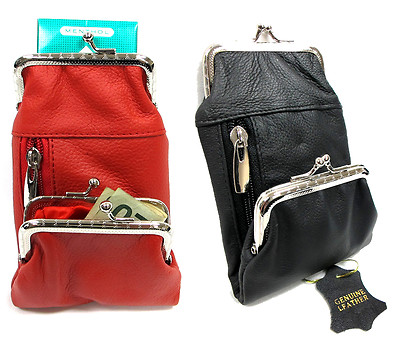 Women's Leather Cigarette Case Pouch+Coin Purse 100s King 84s 2pc Lot  BLACK+ RED