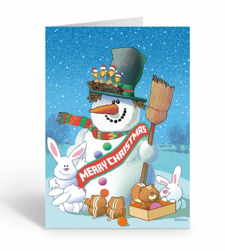 Joyful Snowman Christmas Card - 5" x 7" - 18 Cards & 19 White Envelopes - 20111 - 第 1/4 張圖片